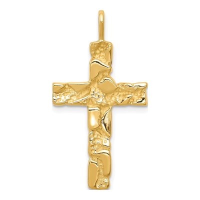 10K Yellow Gold Nugget Cross Pendant