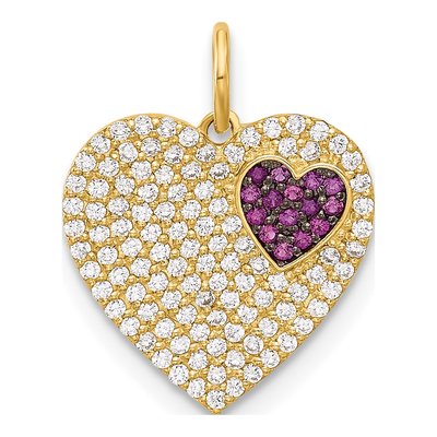 10K Yellow Gold Micro-Pave Heart CZ Charm