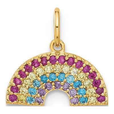 10K Yellow Gold CZ Rainbow Charm
