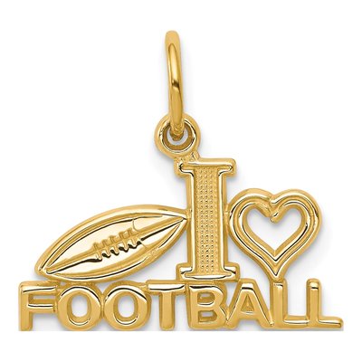 10K Yellow Gold I Heart Football Charm