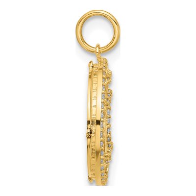 10K Yellow Gold CZ Mother of Pearl Sun Moon Charm – view 2
