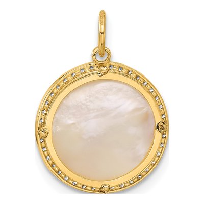 10K Yellow Gold CZ Mother of Pearl Sun Moon Charm – view 3