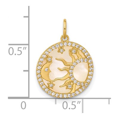 10K Yellow Gold CZ Mother of Pearl Sun Moon Charm – view 4