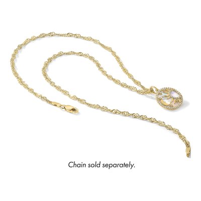 10K Yellow Gold CZ Mother of Pearl Sun Moon Charm – view 5