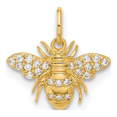 10K Yellow Gold CZ Bee Pendant
