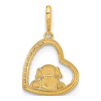 10K Yellow Gold CZ Dog Heart Charm – view 4