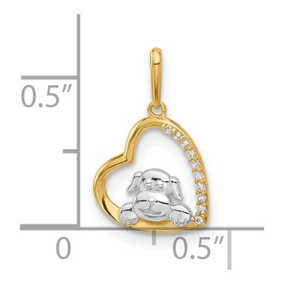 10K Yellow Gold CZ Dog Heart Charm – view 5