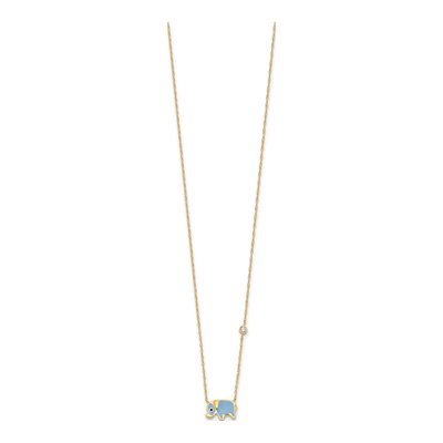 10K Yellow Gold CZ Elephant Necklace – view 3