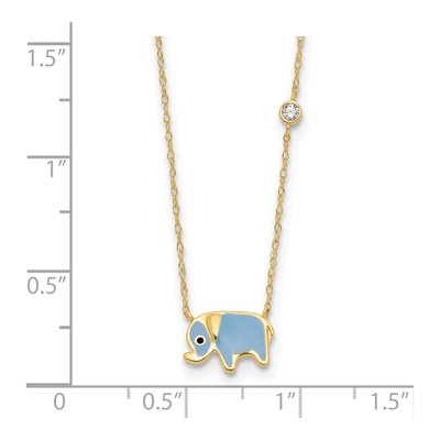 10K Yellow Gold CZ Elephant Necklace – view 5