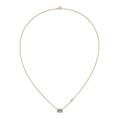 10K Yellow Gold CZ Elephant Necklace – view 6