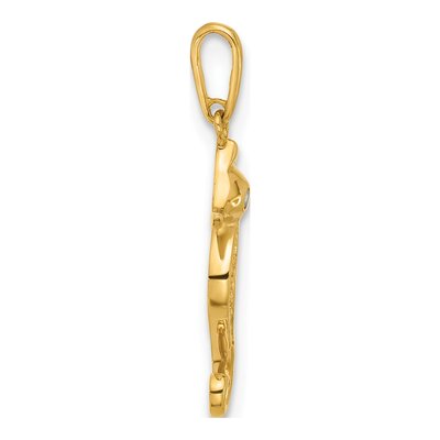 10K Yellow Gold CZ Seahorse Pendant – view 3