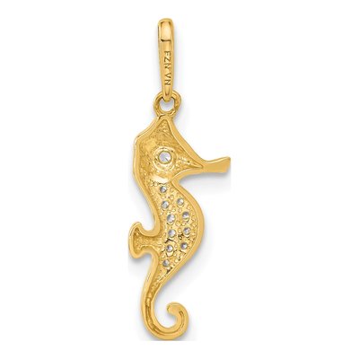 10K Yellow Gold CZ Seahorse Pendant – view 4