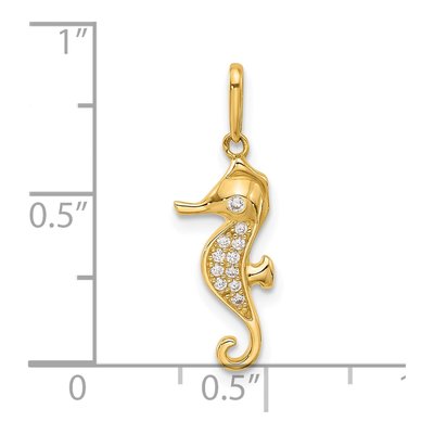 10K Yellow Gold CZ Seahorse Pendant – view 5