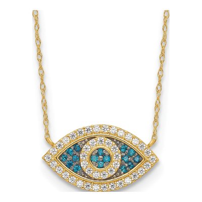 10K Yellow Gold Evil Eye CZ Necklace