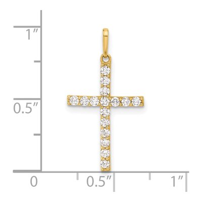 10K Yellow Gold CZ Latin Cross Charm – view 5