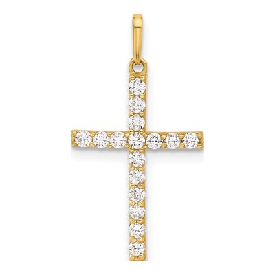 10K Yellow Gold CZ Latin Cross Charm