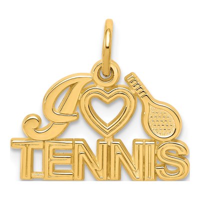 10K Yellow Gold I Heart Tennis Pendant
