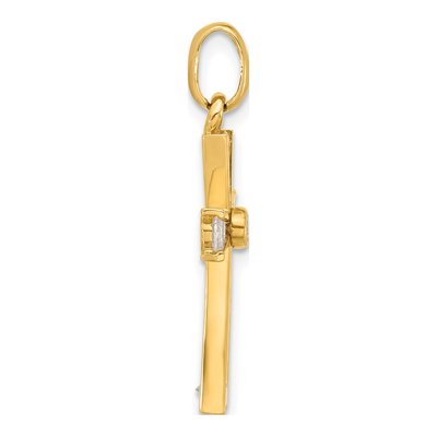 10K Yellow Gold CZ Latin Cross Pendant – view 3