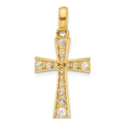 10K Yellow Gold CZ Latin Cross Pendant – view 4