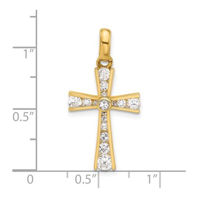 10K Yellow Gold CZ Latin Cross Pendant – view 5