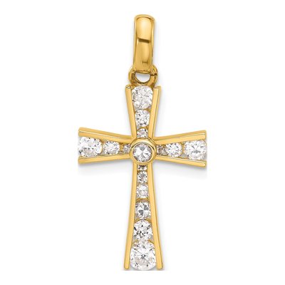 10K Yellow Gold CZ Latin Cross Pendant