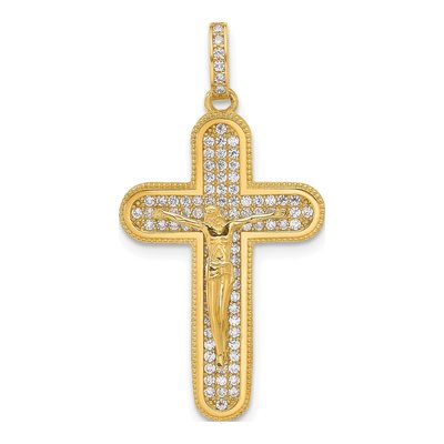 10K Yellow Gold CZ Crucifix Pendant