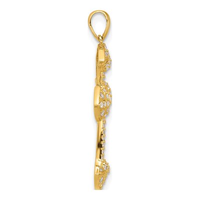 10K Yellow Gold CZ Fancy Cross Pendant – view 3