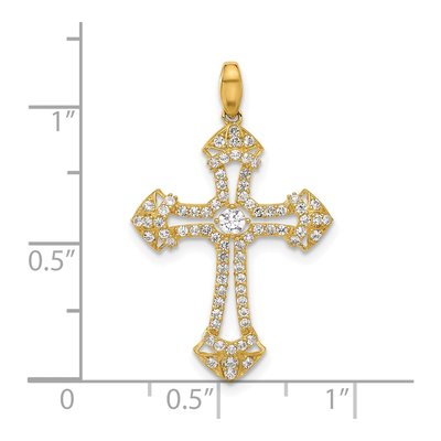 10K Yellow Gold CZ Fancy Cross Pendant – view 5