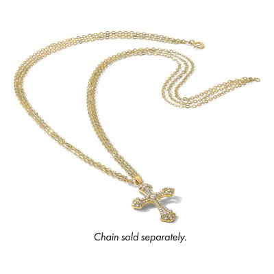 10K Yellow Gold CZ Fancy Cross Pendant – view 6