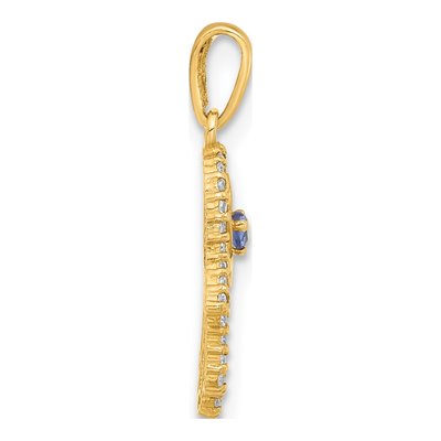10K Yellow Gold Star of David Hamsa CZ Charm – view 3