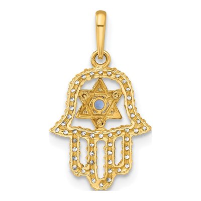 10K Yellow Gold Star of David Hamsa CZ Charm – view 4