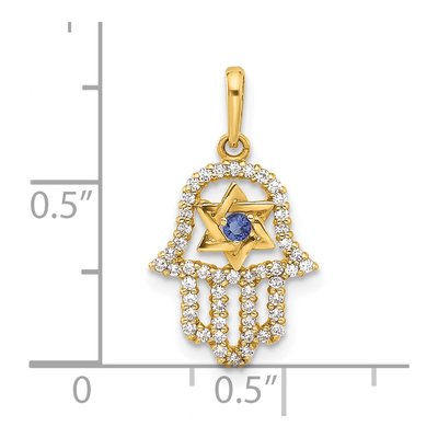 10K Yellow Gold Star of David Hamsa CZ Charm – view 5