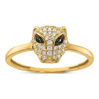 10K Yellow Gold Lioness Head Ring