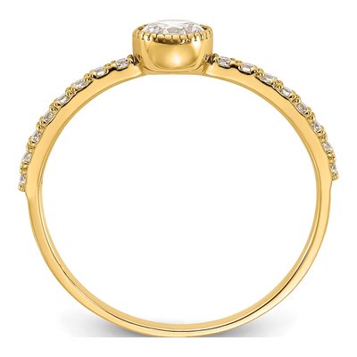 10K Yellow Gold CZ Center Side Promise Ring – view 2