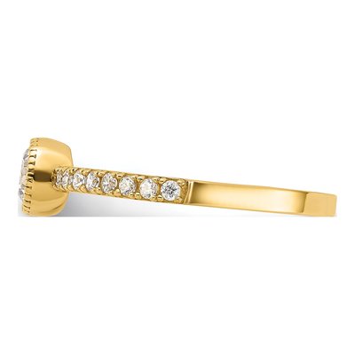 10K Yellow Gold CZ Center Side Promise Ring – view 3