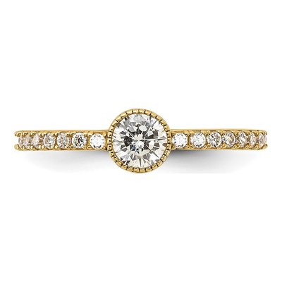 10K Yellow Gold CZ Center Side Promise Ring – view 4