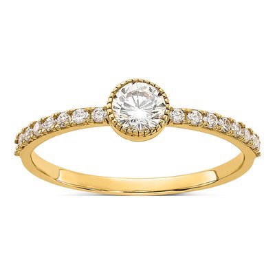 10K Yellow Gold CZ Center Side Promise Ring