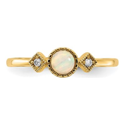 10K Yellow Gold CZ Opal Ring – view 4