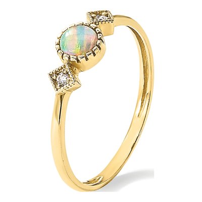 10K Yellow Gold CZ Opal Ring – view 7