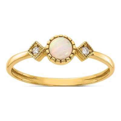 10K Yellow Gold CZ Opal Ring