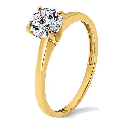 10K Yellow Gold Round CZ Solitaire Engagement Ring – view 7