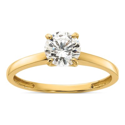 10K Yellow Gold Round CZ Solitaire Engagement Ring