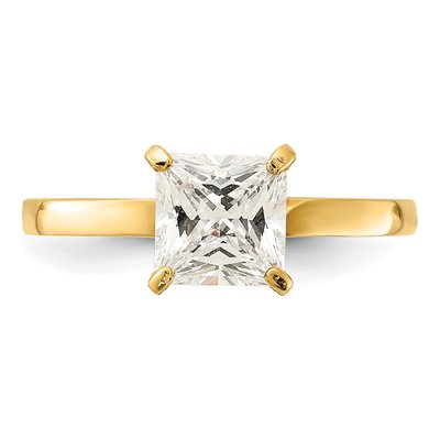 10K Yellow Gold Square CZ Solitaire Engagement Ring – view 4