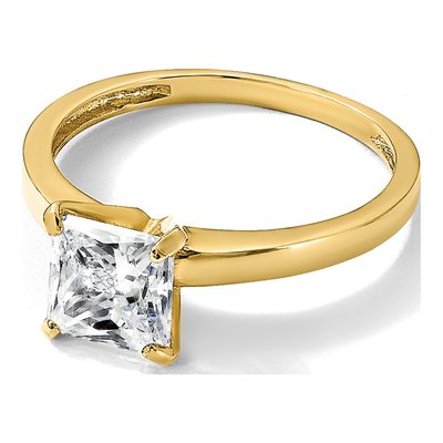 10K Yellow Gold Square CZ Solitaire Engagement Ring – view 7