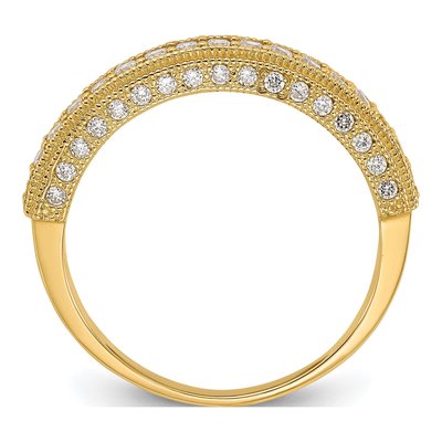 10K Yellow Gold CZ Beaded Edge Wedding Band – view 2