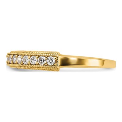 10K Yellow Gold CZ Beaded Edge Wedding Band – view 3