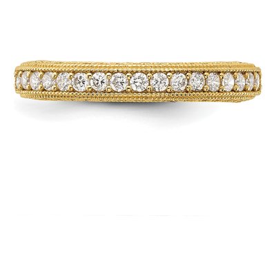 10K Yellow Gold CZ Beaded Edge Wedding Band – view 4