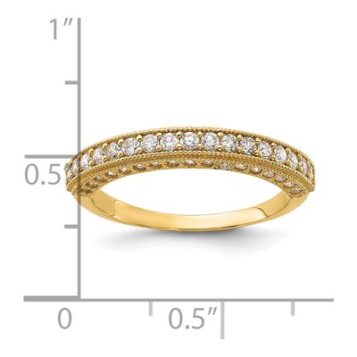 10K Yellow Gold CZ Beaded Edge Wedding Band – view 5
