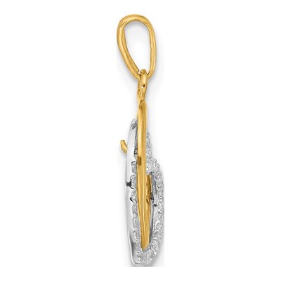 10K Two-Tone Gold CZ Two-Hearts Pendant – view 2