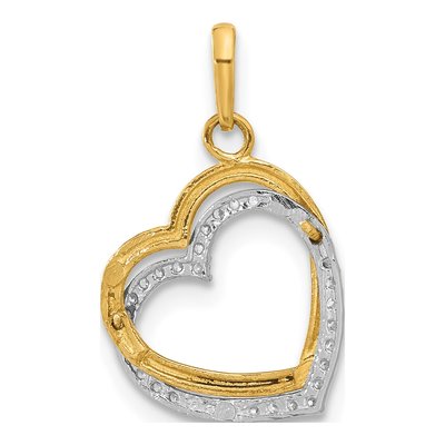 10K Two-Tone Gold CZ Two-Hearts Pendant – view 3